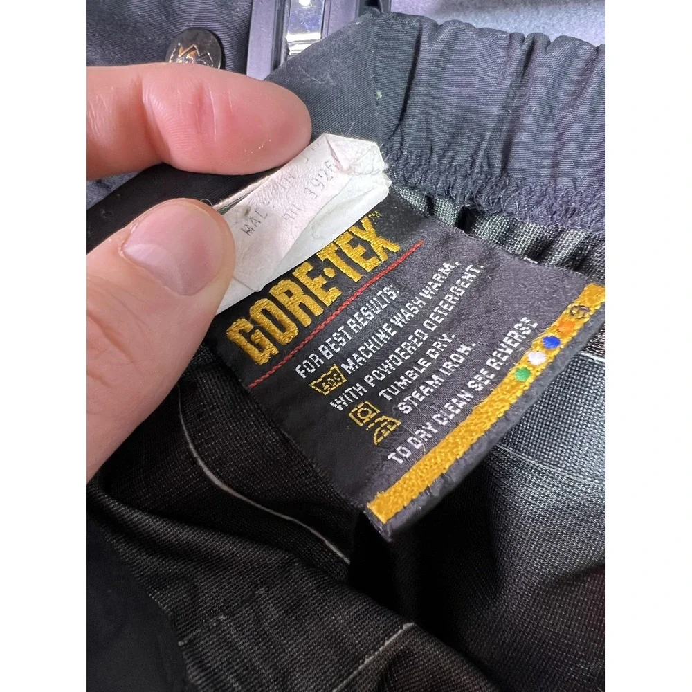 Vintage REI GORE-TEX Rain Pants Mens Large Black Elastic Waist Zip Pockets